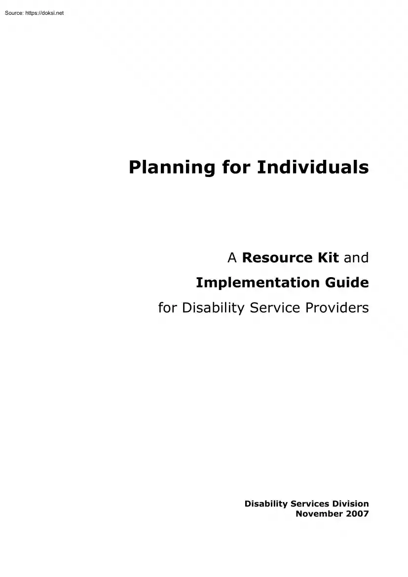 A Resource Kit and Implementation Guide for Disability Service Providers