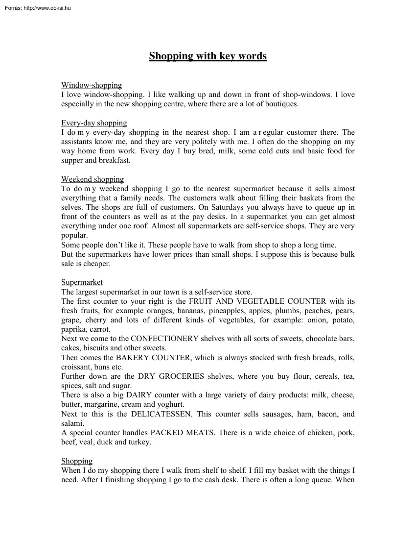 Shopping with keywords