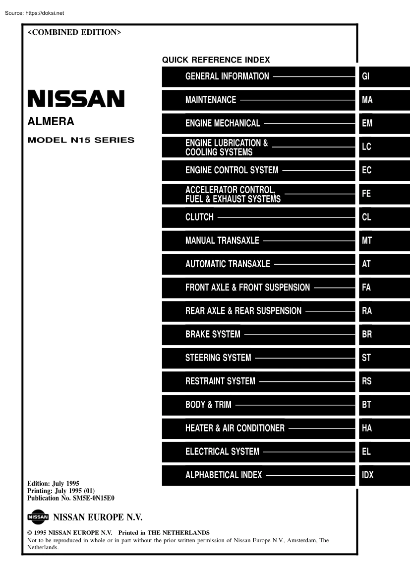 Nissan Almera N15 service manual