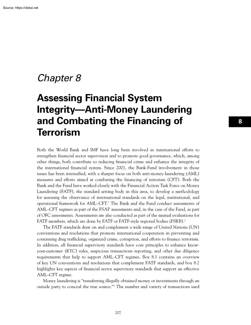 Assessing Financial System Integrity, Anti-Money Laundering and Combating the Financing of Terrorism