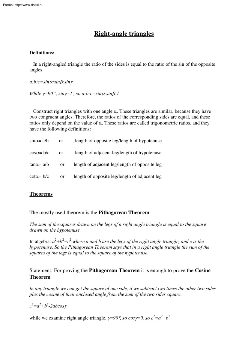 Right-angle triangles