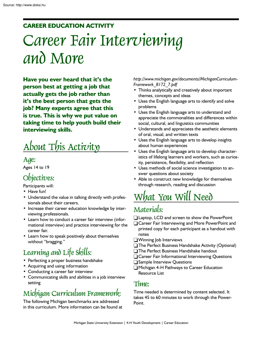 Career fair interviewing and more