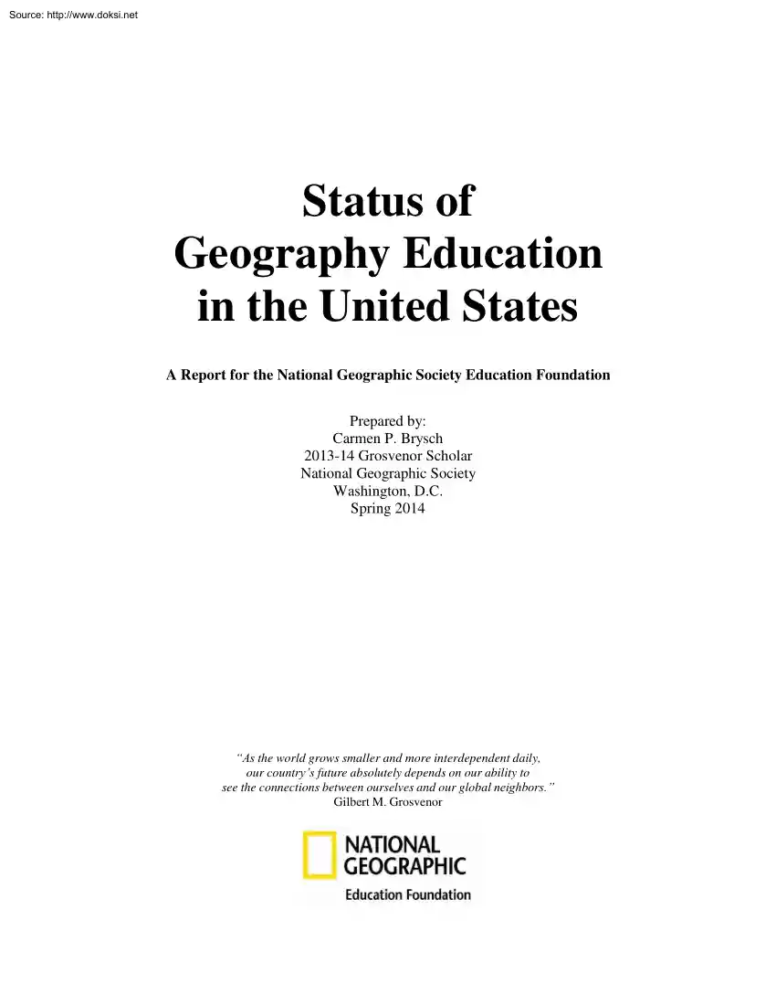 Carmen P. Brysch - Status of Geography Education in the United States