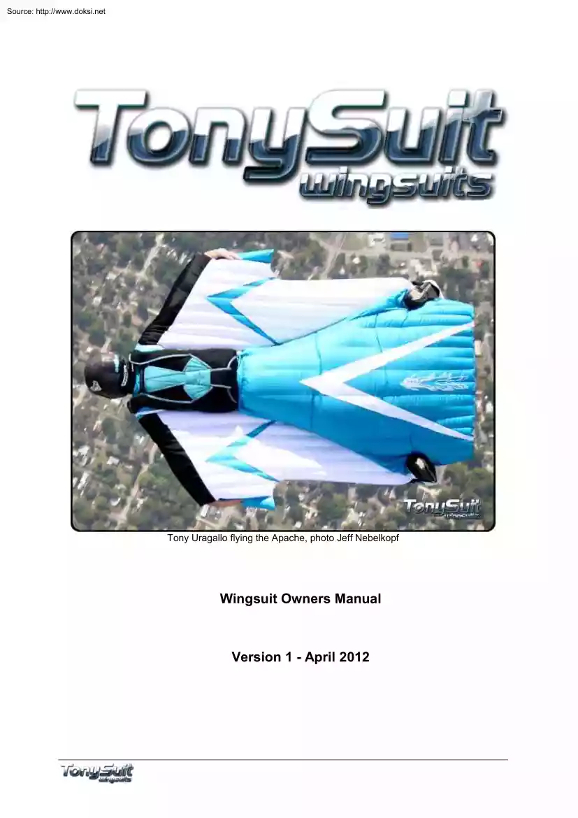 TonySuit Wingsuit Owners Manual