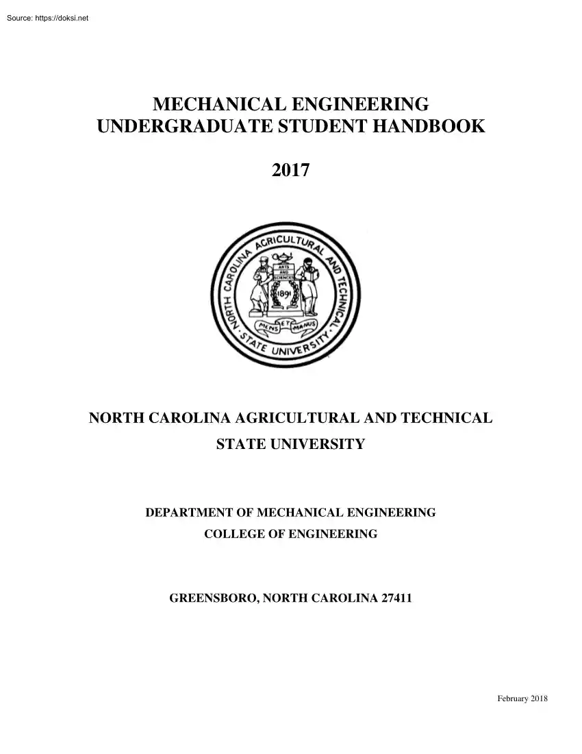 Mechanical Engineering Undergraduate Student Handbook