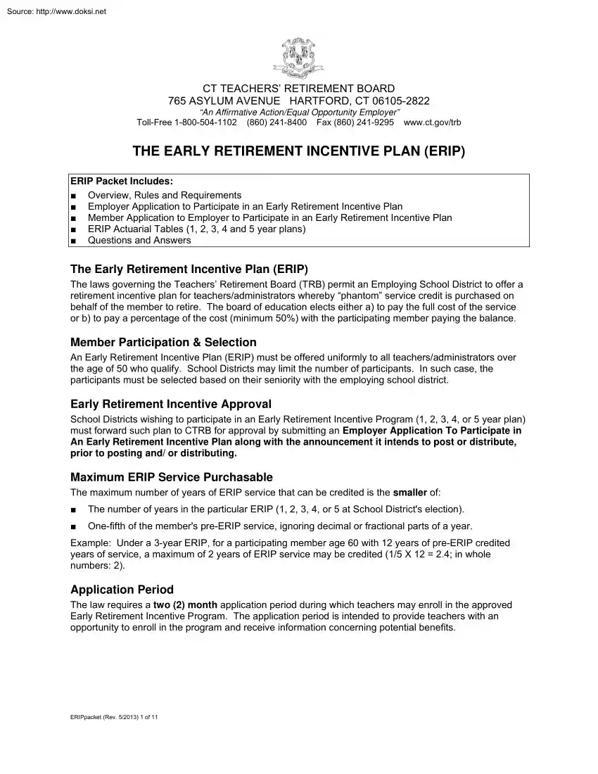 The Early Retirement Incentive Plan, ERIP