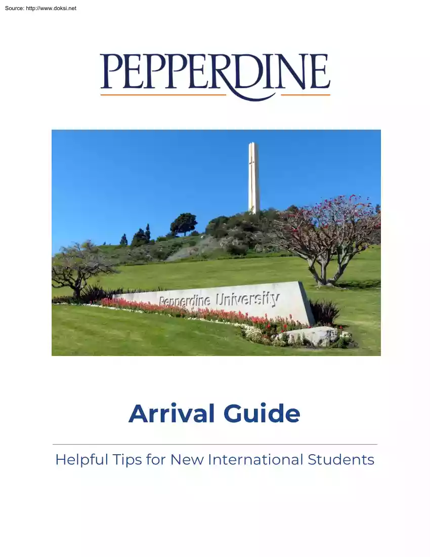 Pepperdine university, Arrival Guide, Helpful Tips for New International Students