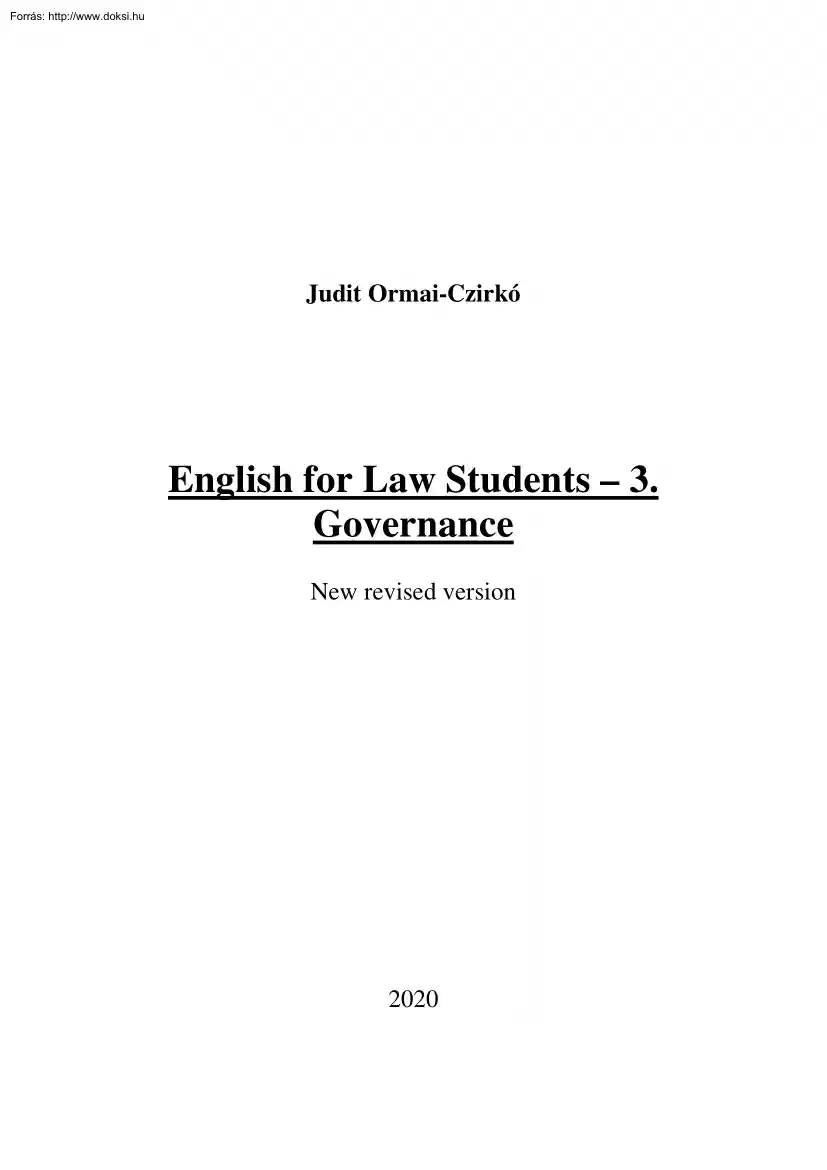 Judit Ormai-Czirkó - English for Law Students -3. Governance