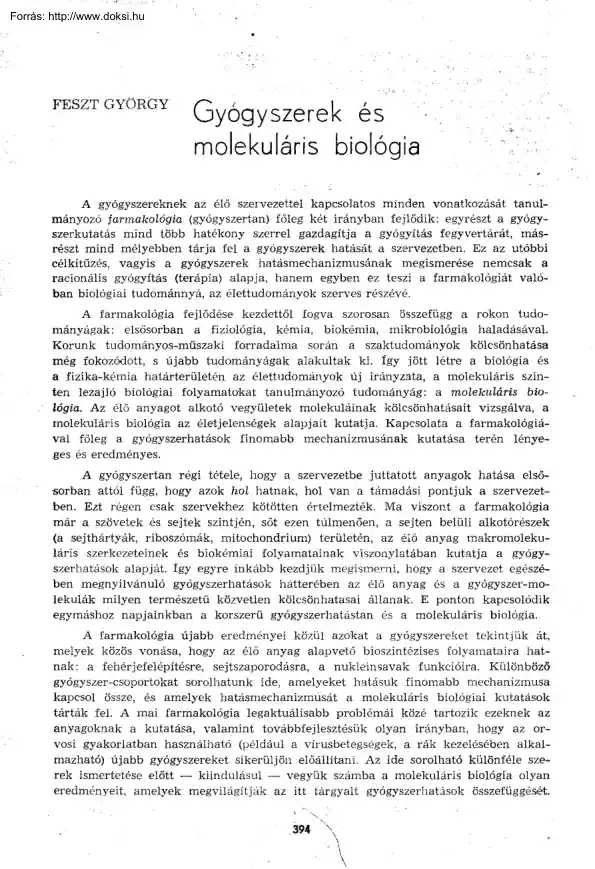 Feszt György - Gyógyszerek és molekuláris biológia