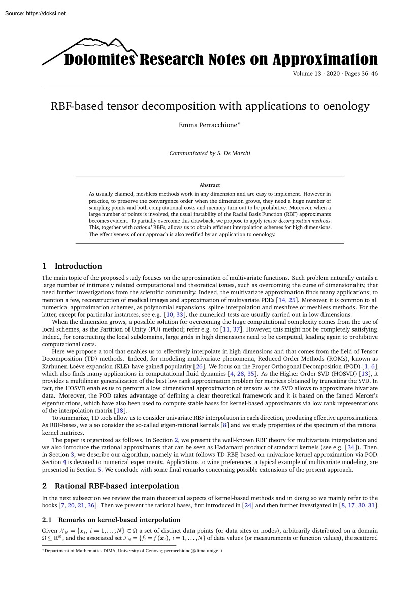 Emma Perracchione - RBF-based tensor decomposition with applications to oenology