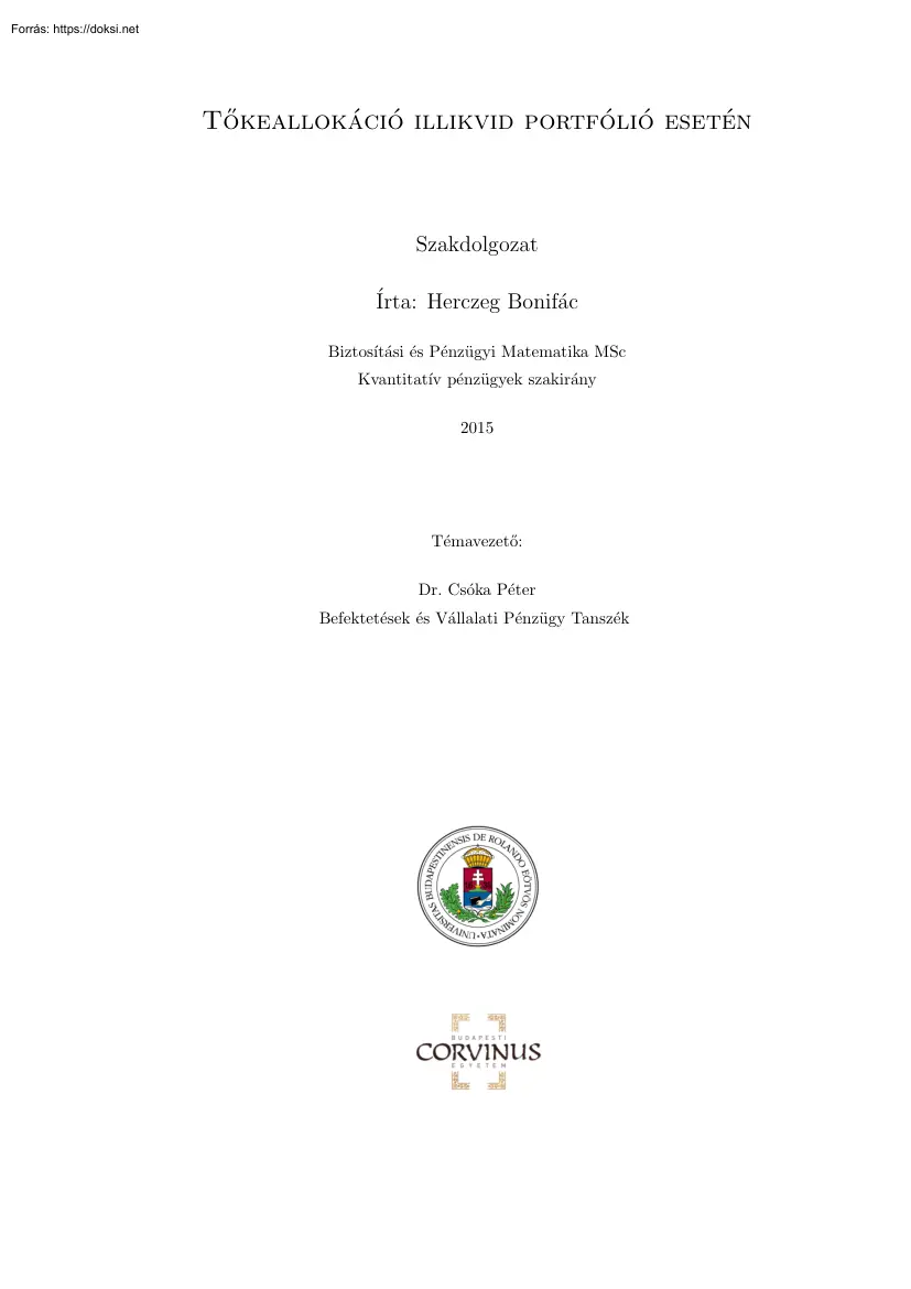 Herczeg Bonifác - Tőkeallokáció illikvid portfólió esetén