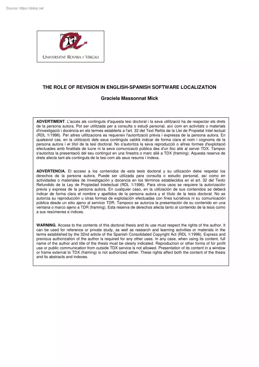 The role of revision in English-Spanish software localization