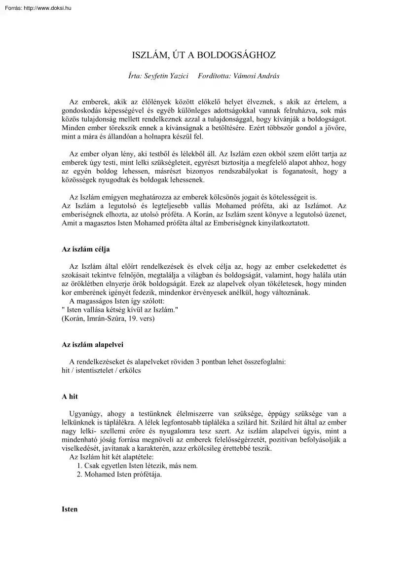 Seyfetin Yazici - Iszlám, út a boldogsághoz