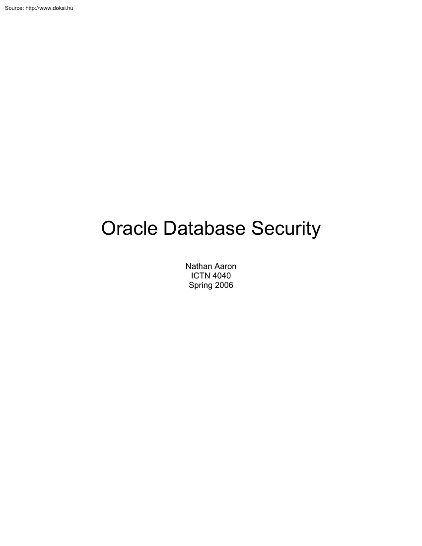Nathan Aaron - Oracle database security