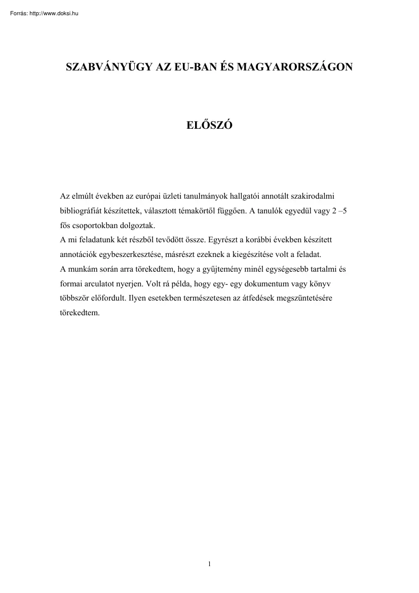 Elek Boglárka - Szabványügy az EU-ban és Magyarországon, bibliográfia
