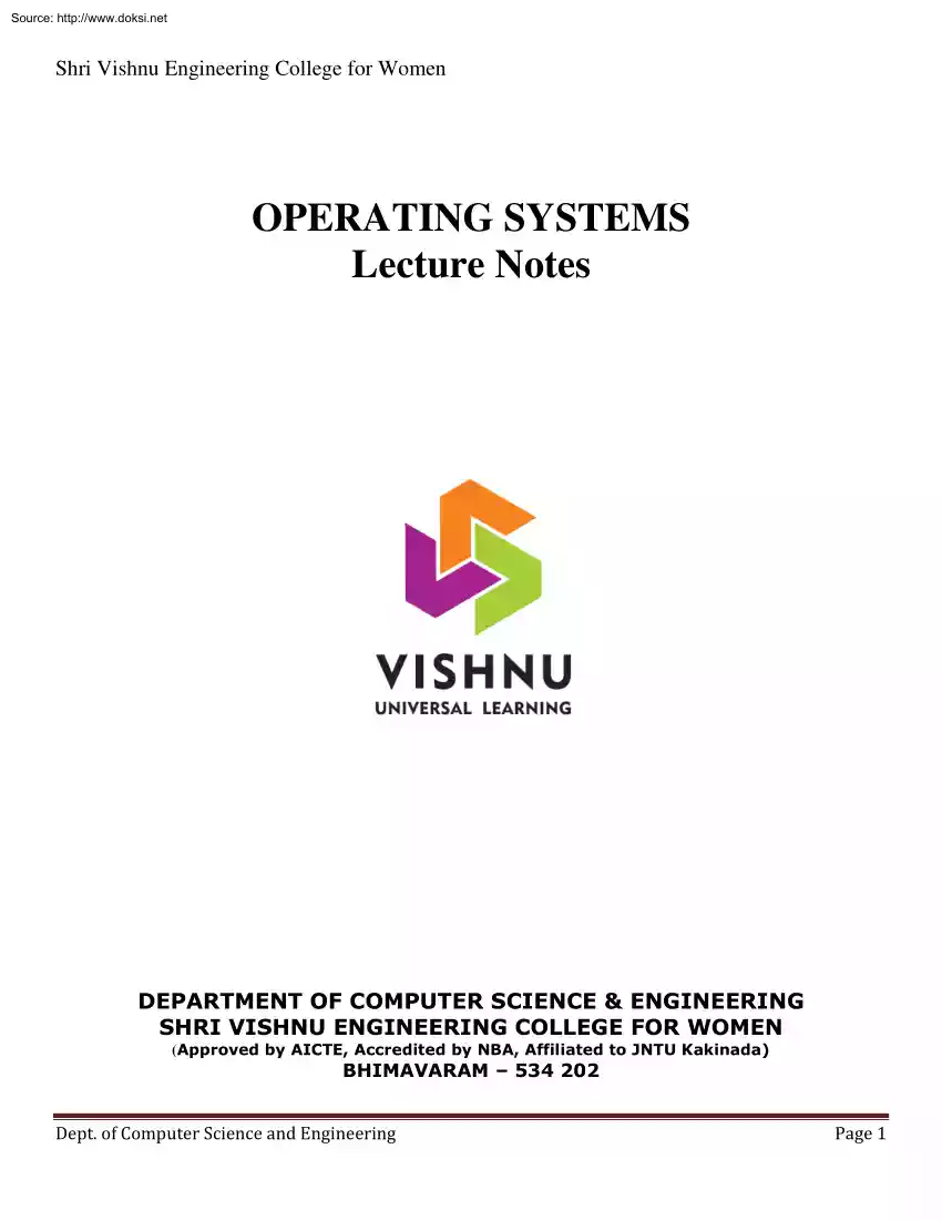 Operating systems, lecture notes