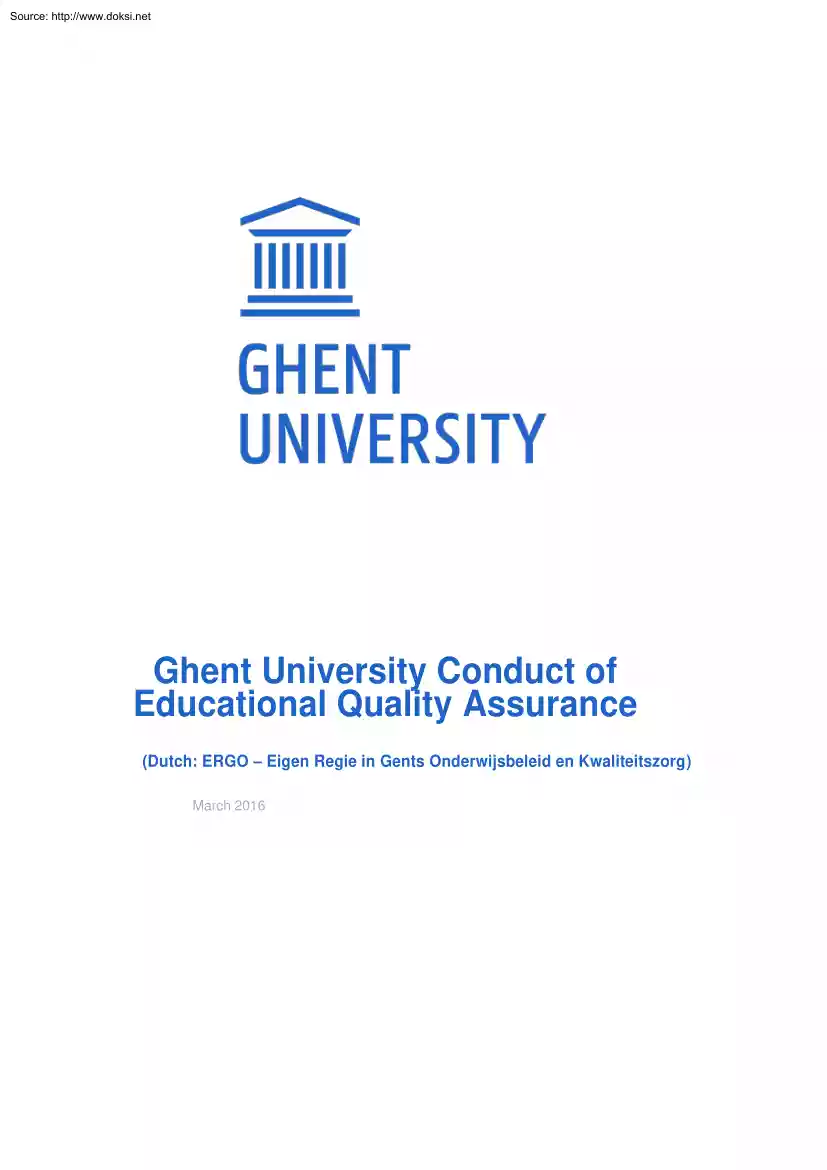 Ghent University Conduct of Educational Quality Assurance