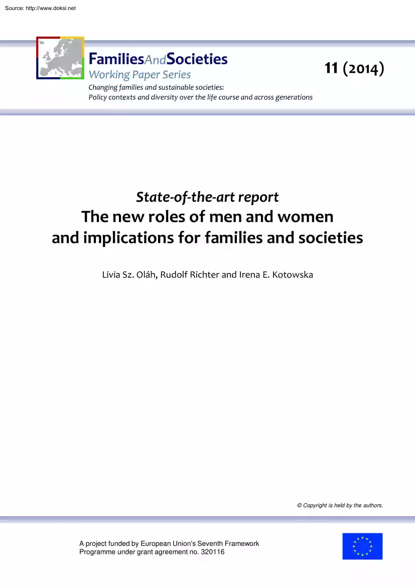 Oláh-Richter-Kotowska - The New Roles of Men and Women and Implications for Families and Societies