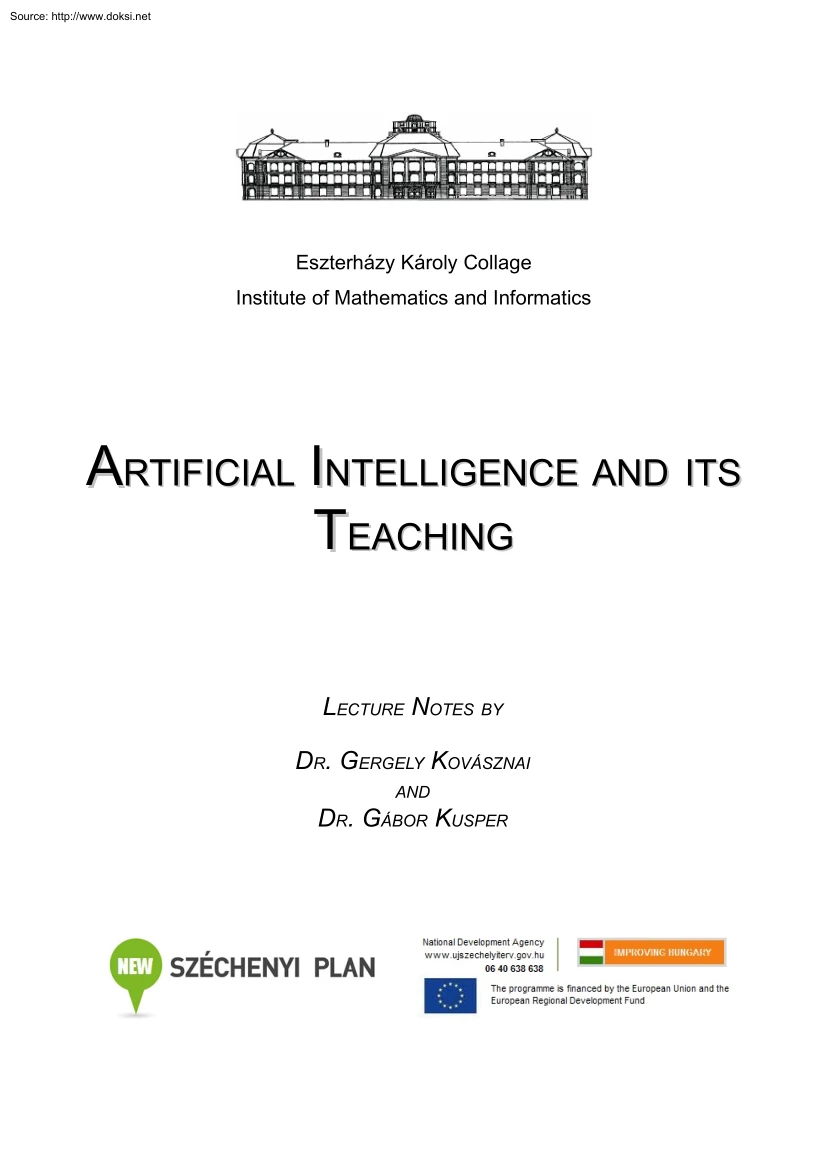 Kovásznai-Kusper - Artificial Intelligence and Its Teaching