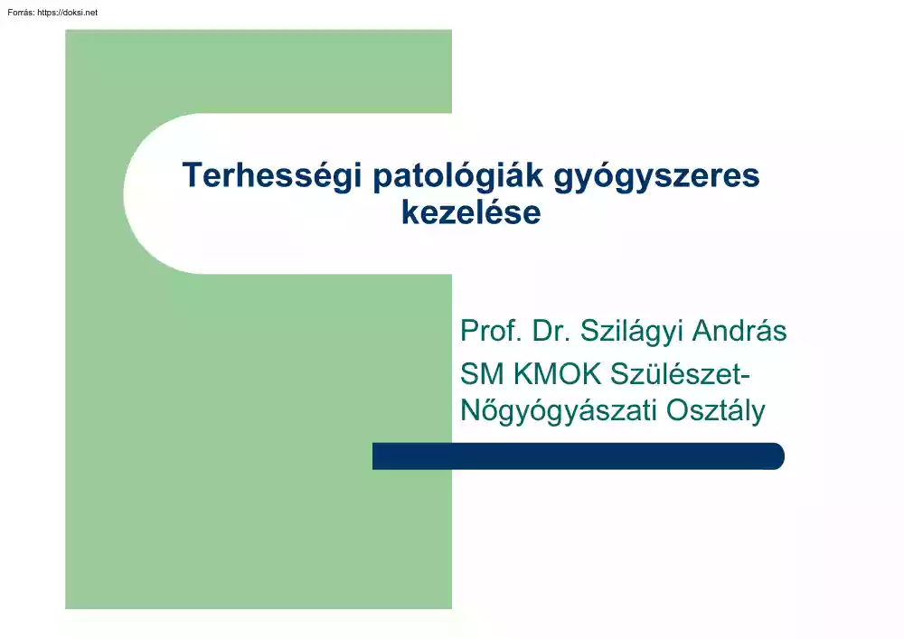 Prof. Dr. Szilágyi András - Terhességi patológiák gyógyszereskezelése