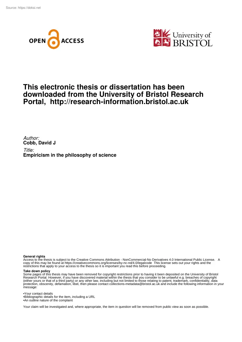 David Cobb - Empiricism in the philosophy of science