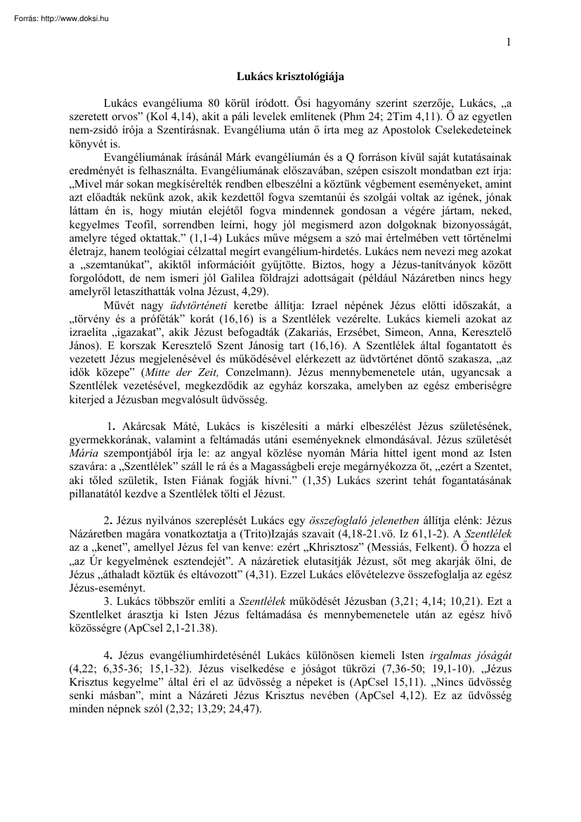 Lukács krisztológiája