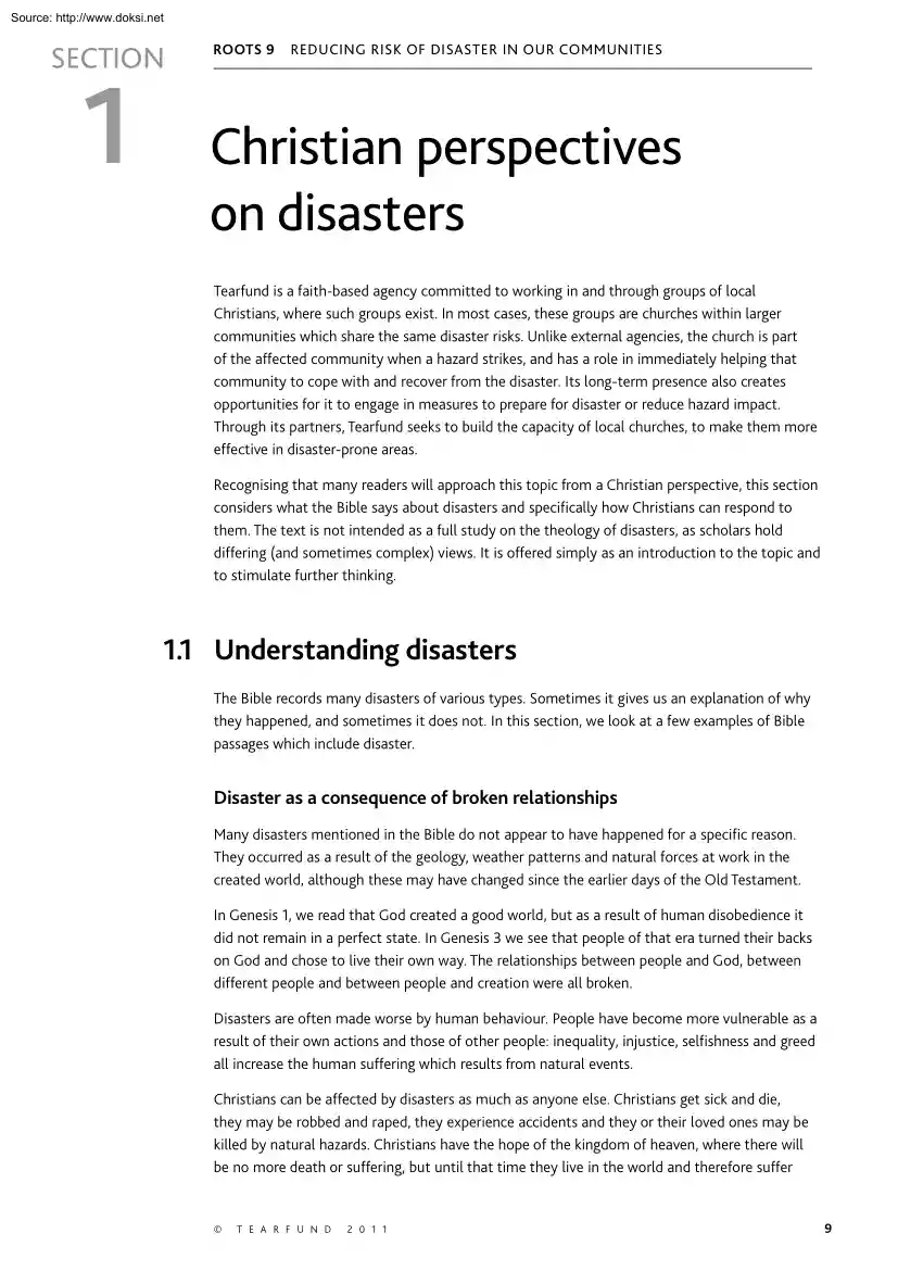 Christian Perspectives on Disasters