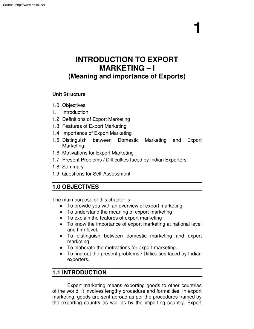 Introduction to Export Marketing