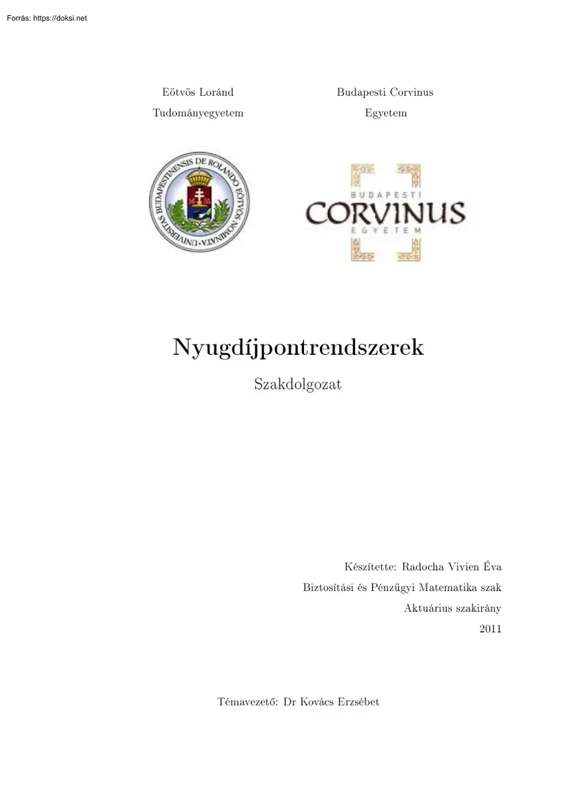 Radocha Vivien Éva - Nyugdíjpontrendszerek