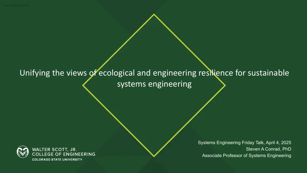 Steven A Conrad - Unifying the views of ecological and engineering resilience for sustainable