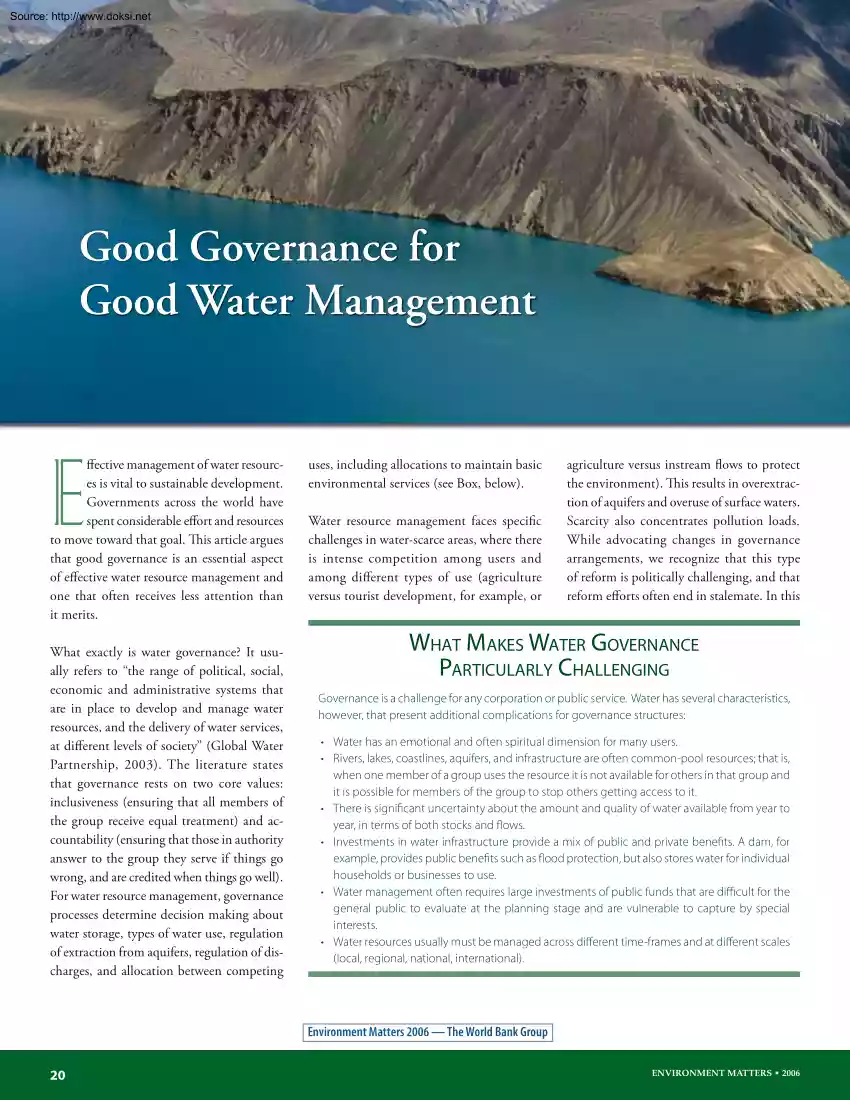 Julia Bucknall - Good Governance for Good Water Management