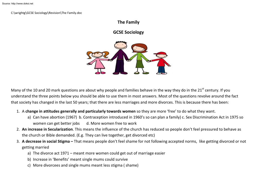 The Family, GCSE Sociology