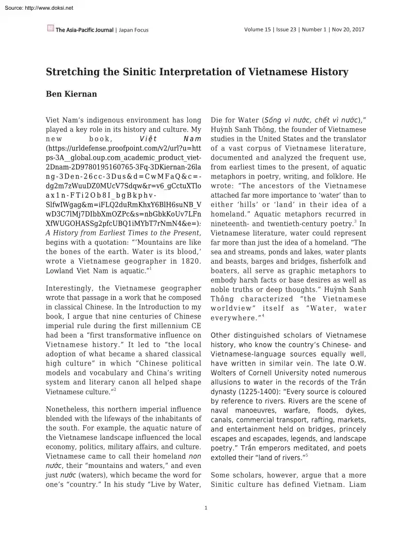 Ben Kiernan - Stretching the Sinitic Interpretation of Vietnamese History