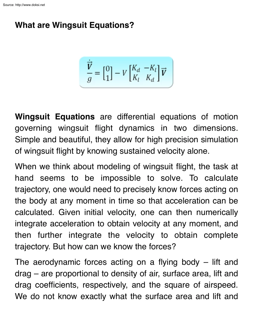What Are Wingsuit Equations