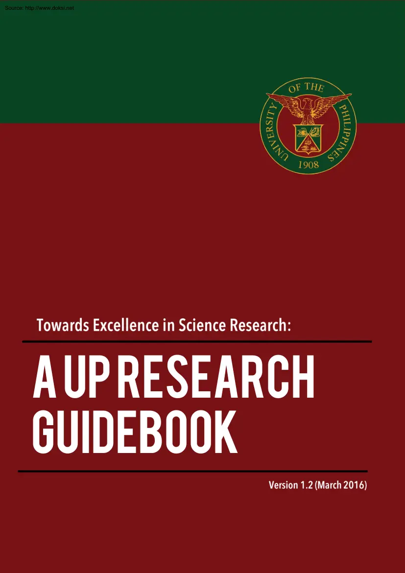 Towards Excellence in Science Research, A UP research guidebook