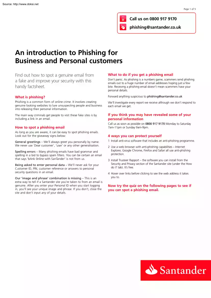 An Introduction to Phishing for Business and Personal Customers