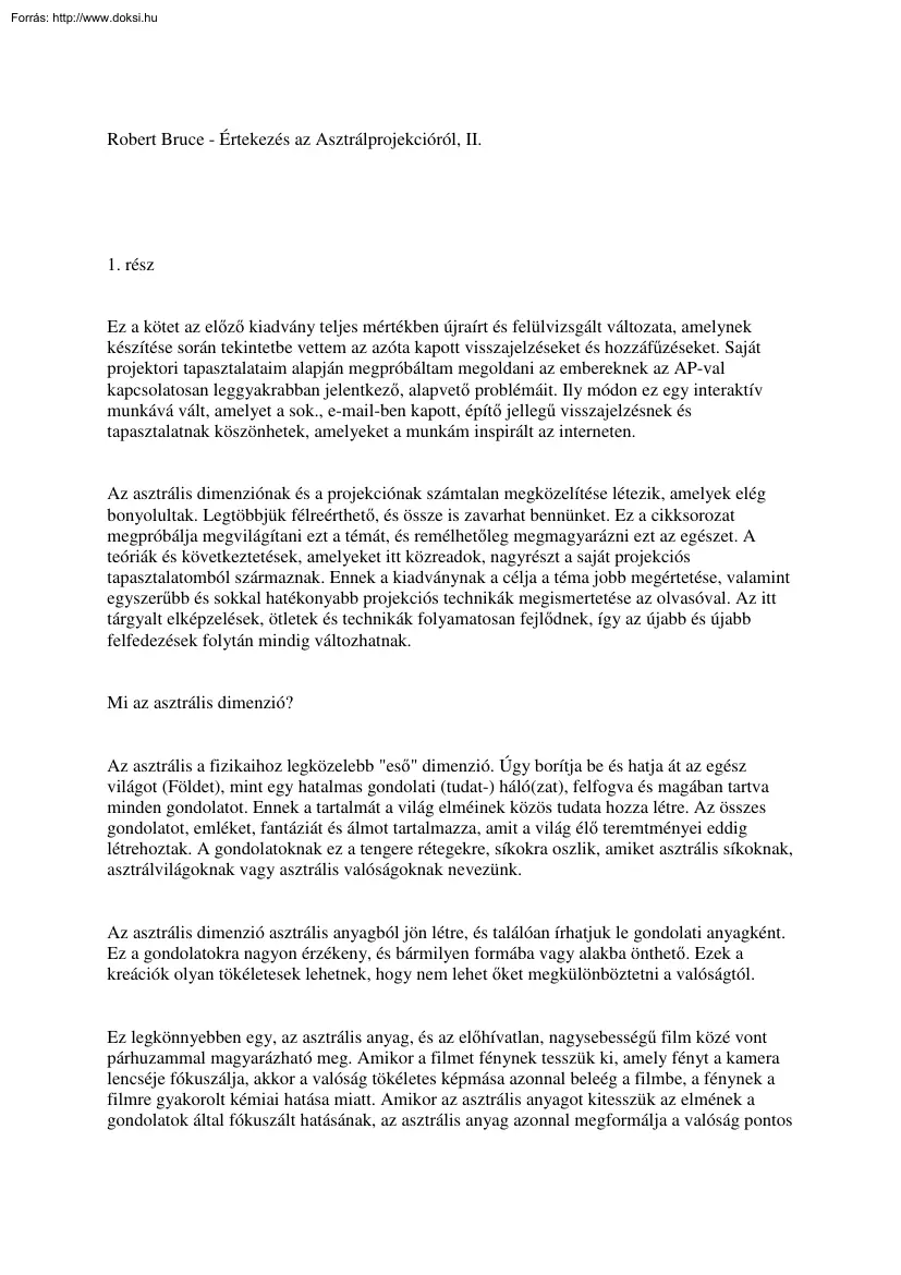 Robert Bruce - Értekezés az Asztrálprojekcióról II