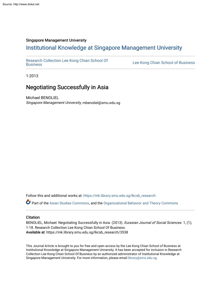 Michael Benoliel - Negotiating Successfully in Asia