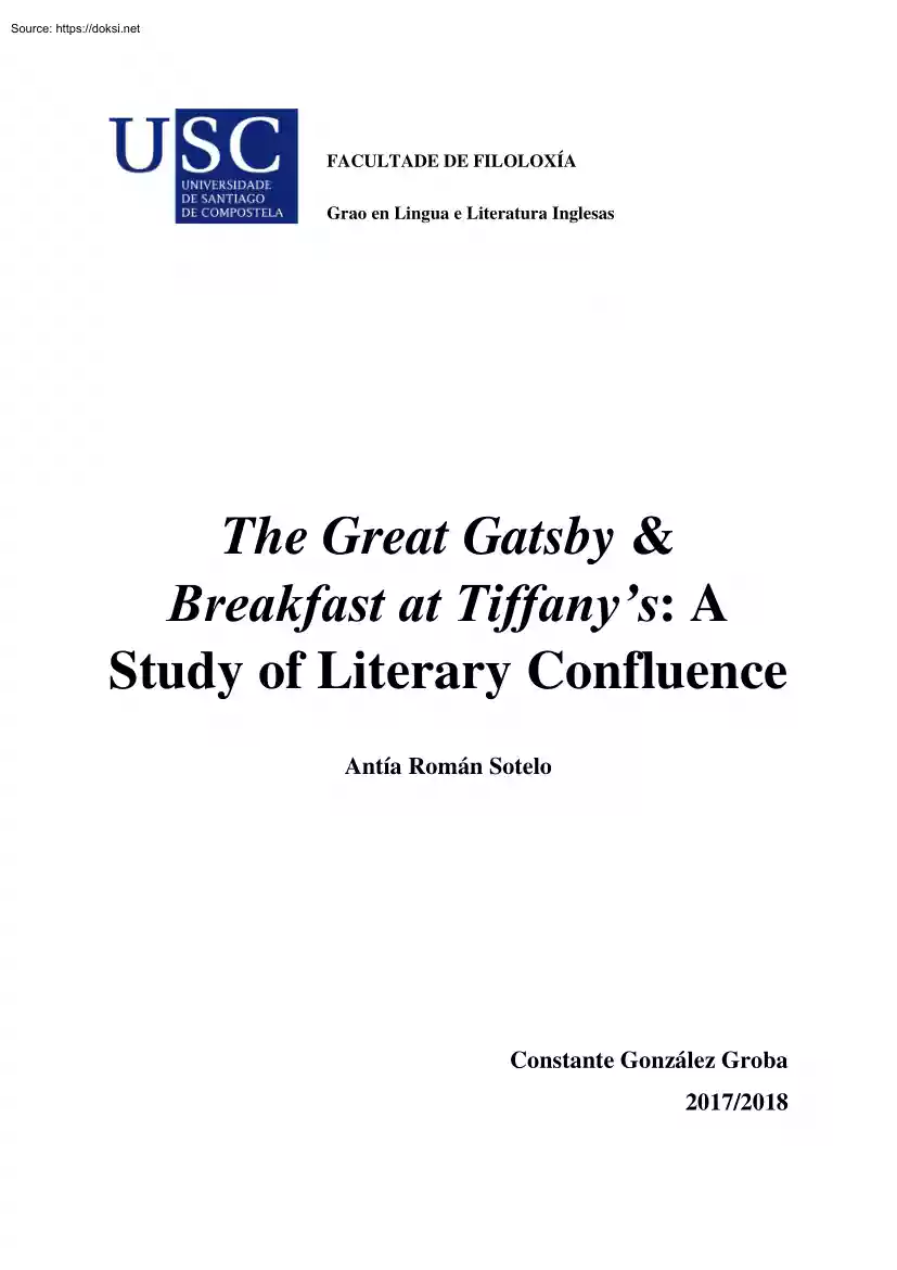Antia Roman Sotelo - The Great Gatsby and Breakfast at Tiffanys, A Study of Literary Confluence