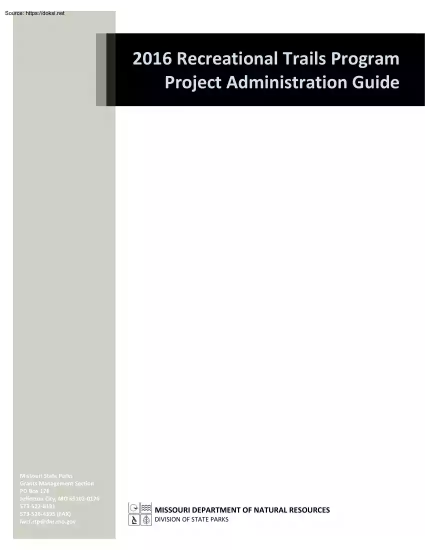 Recreational Trails Program, Project Administration Guide