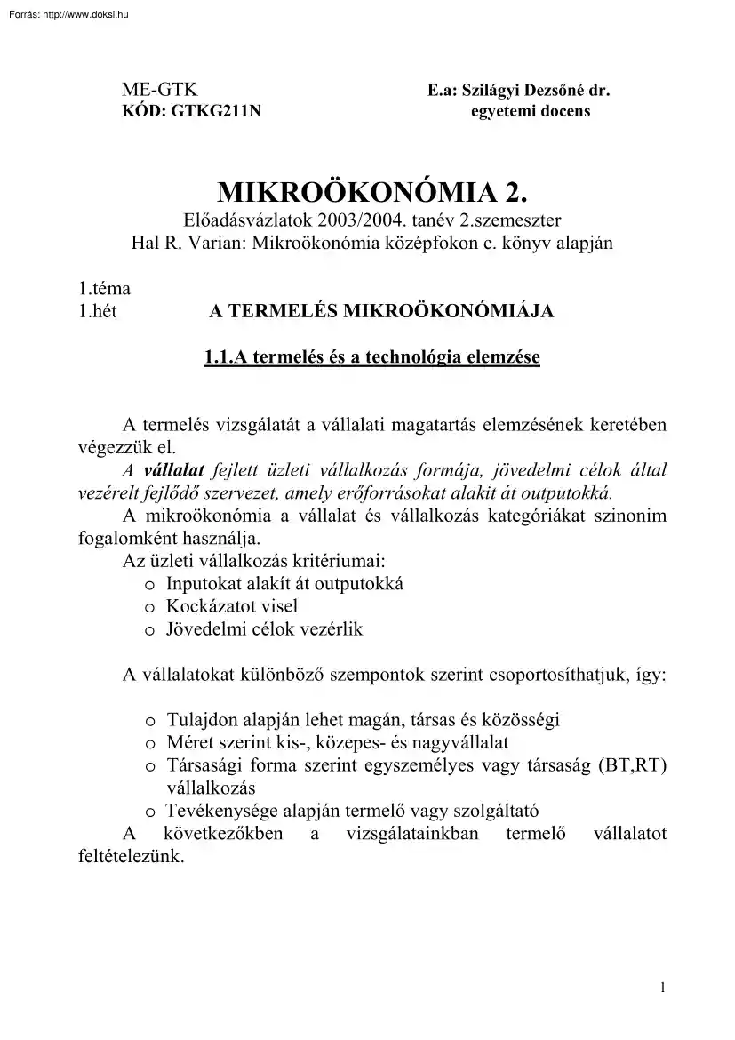 ME-GTK Mikoökonómia II