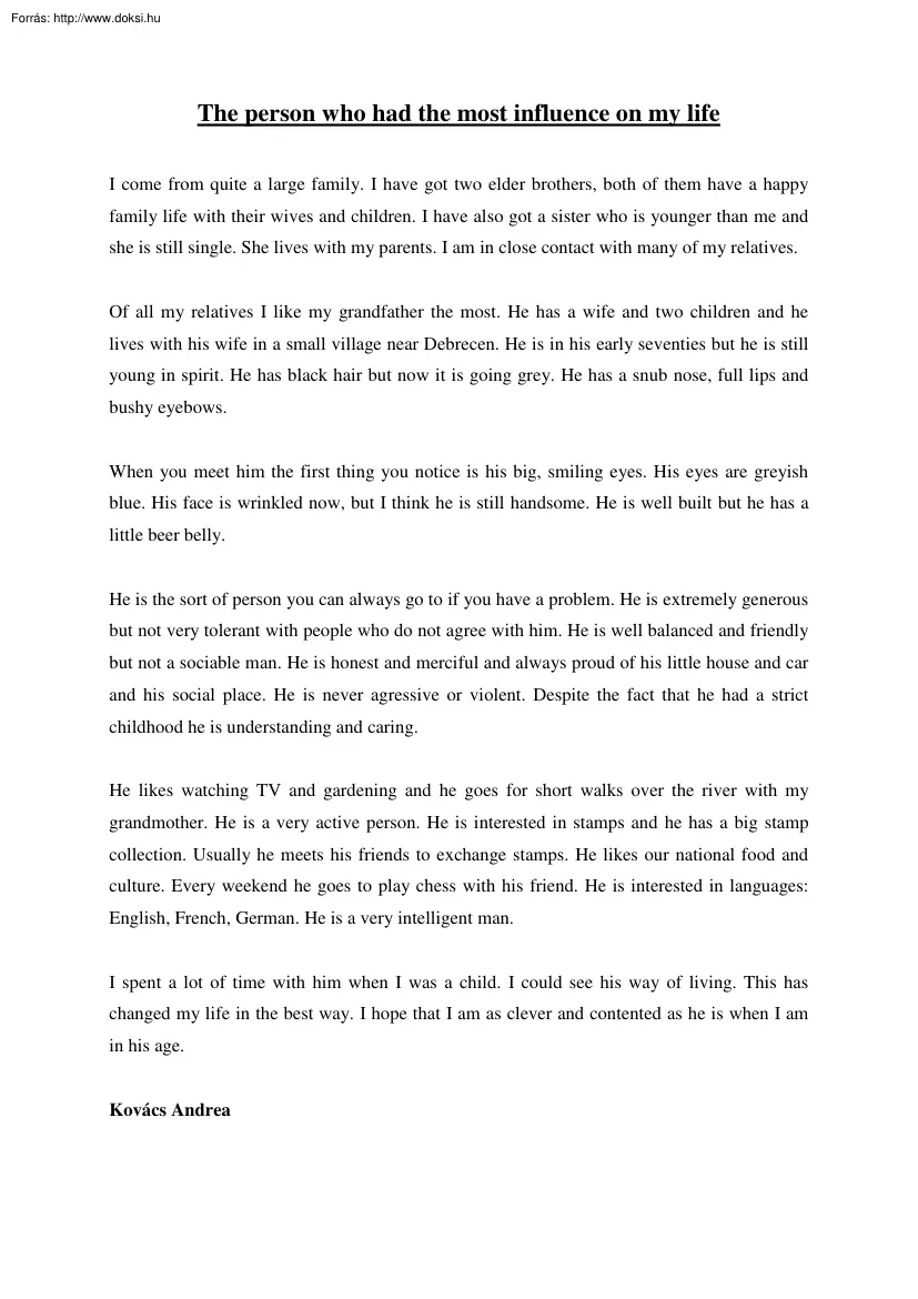 Kovács Andrea - The person who had the most influence on my life