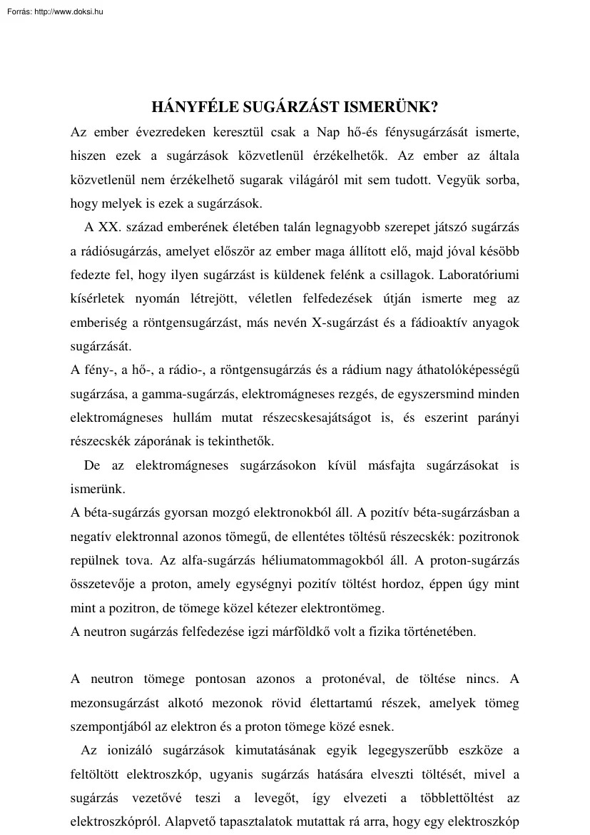 Hányféle sugárzást ismerünk