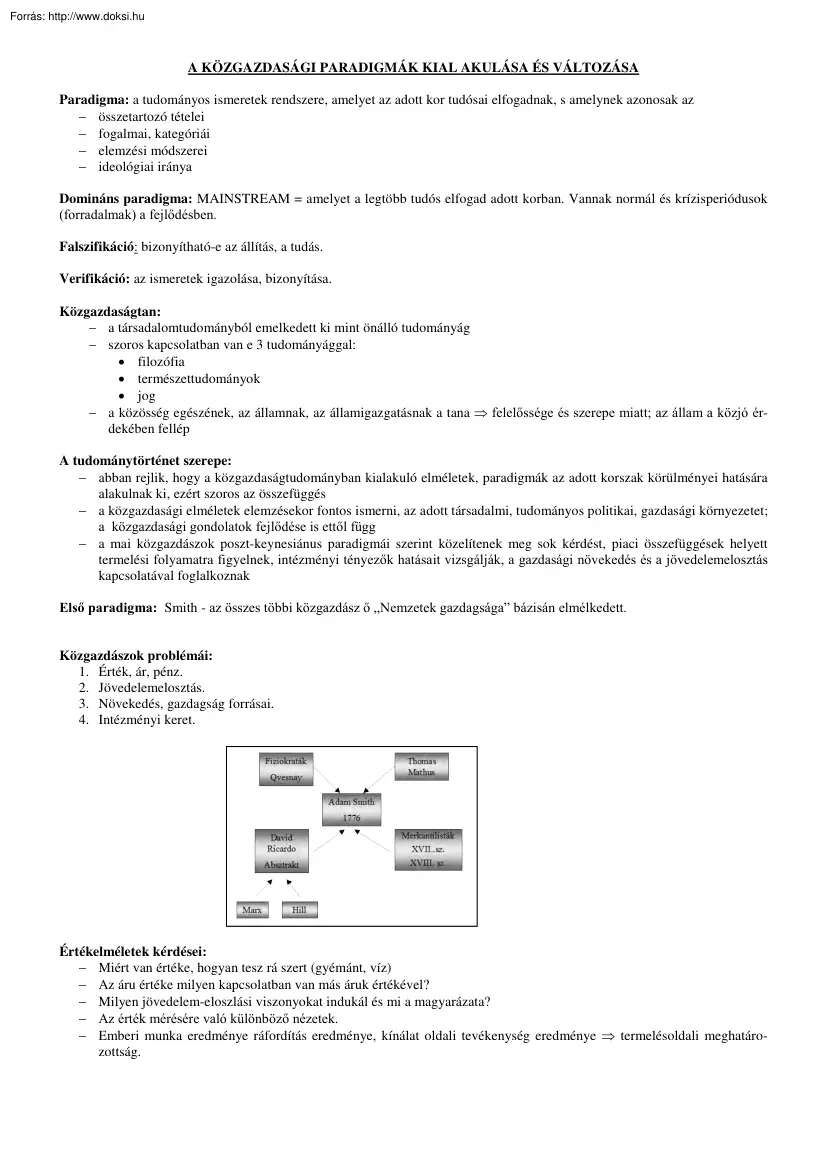 Borsos Gabriella - A közgazdasági paradigmák kialakulása és változása