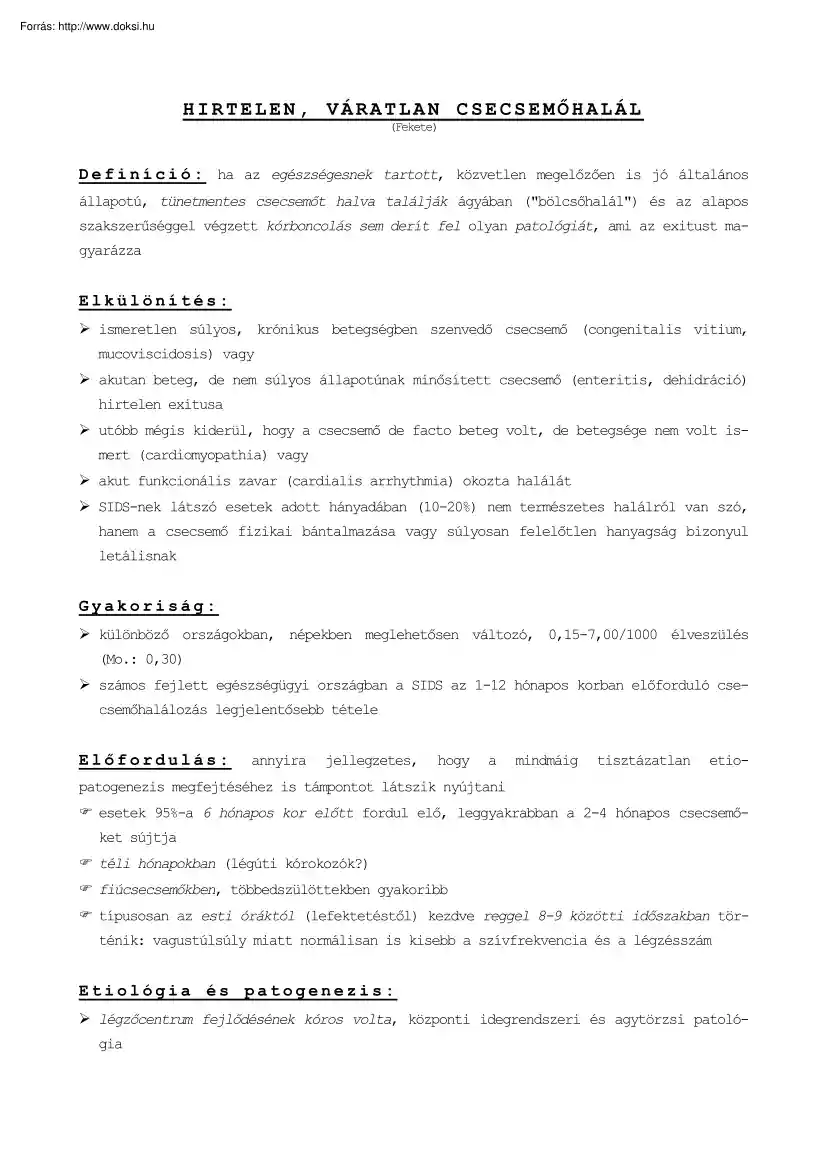 Hirtelen csecsemőhalál