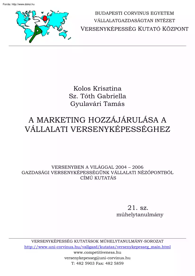 Kolos-Sz.Tóth-Gyulavári - A marketing hozzájárulása a vállalati versenyképességhez