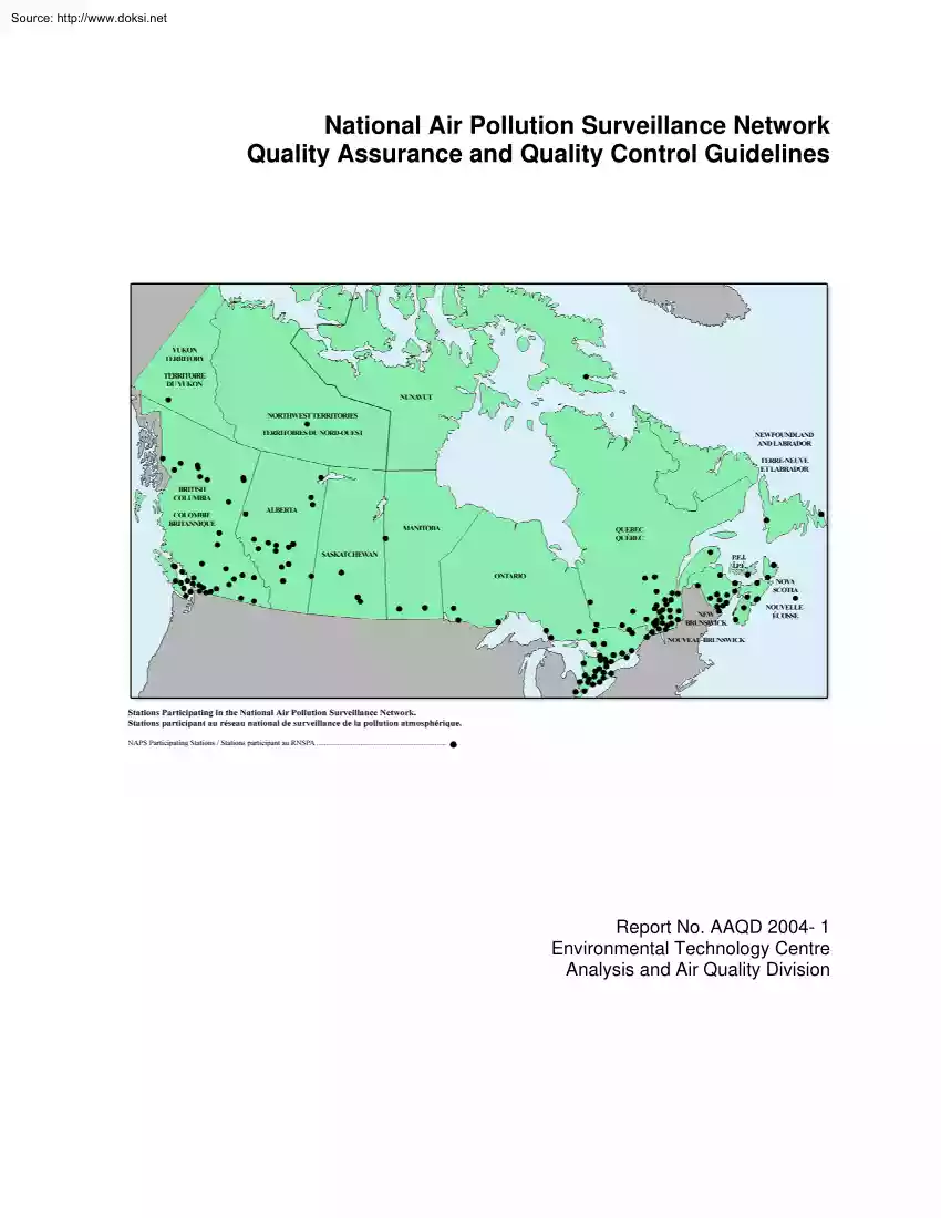 National Air Pollution Surveillance Network Quality Assurance and Quality Control Guidelines