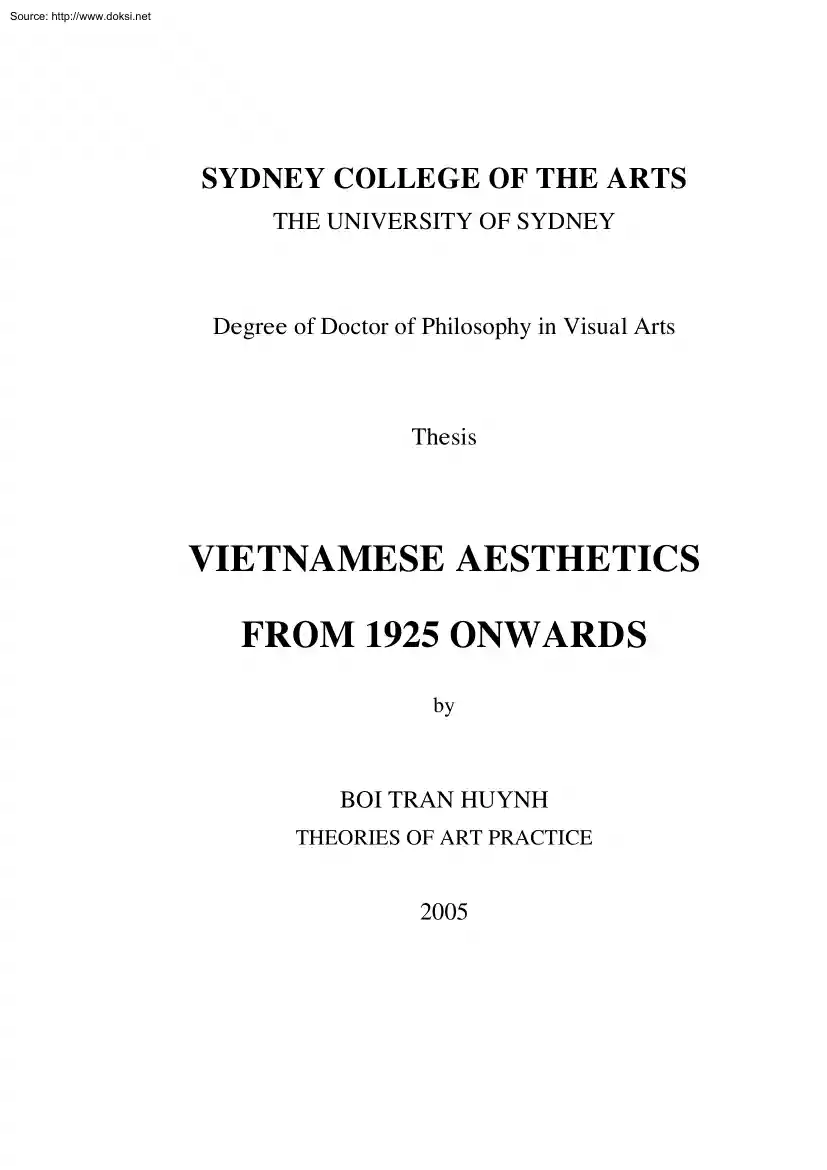 Boi Tran Huynh - Vietnamese Aesthetics from 1925 Onwards