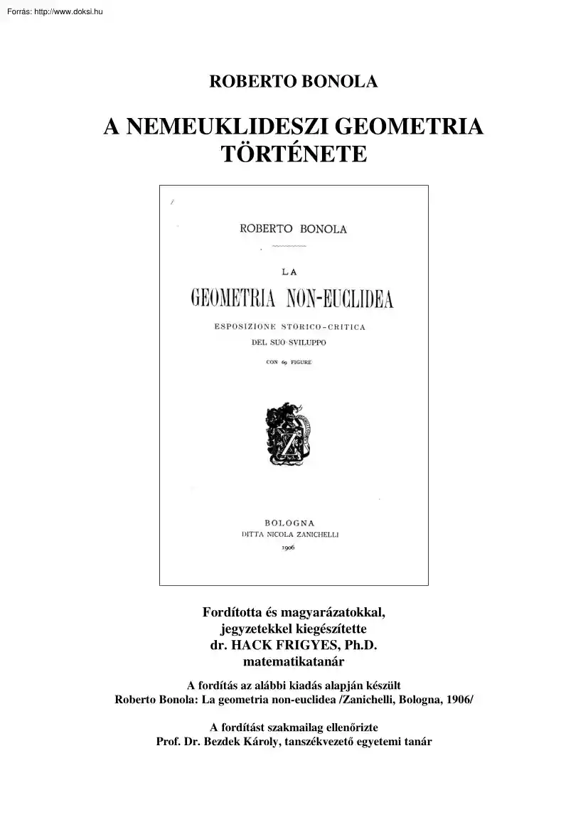 Roberto Bonola - A nemeuklideszi geometria története