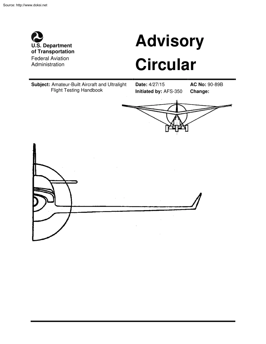 Amateur Built Aircraft and Ultralight Flight Testing Handbook, Advisory Circular
